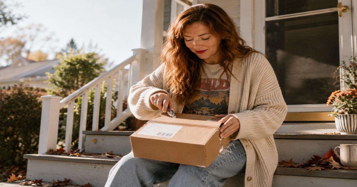 Tracking an American Eagle order package on the doorstep