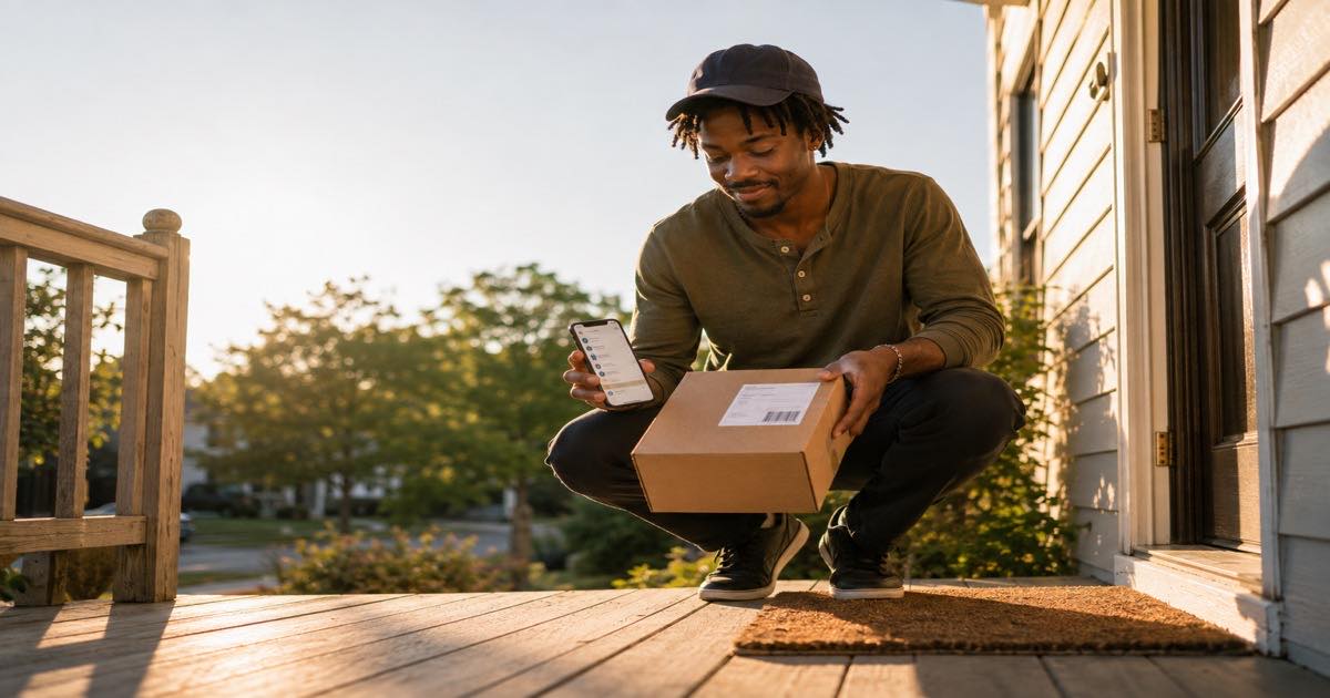 UniUni parcel delivered to a front porch