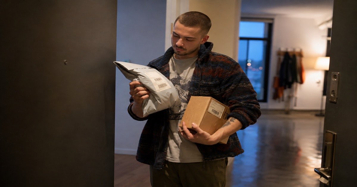 Checking a YunExpress parcel delivery indoors