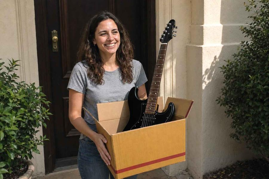Unboxing a Guitar Center guitar delivery at home