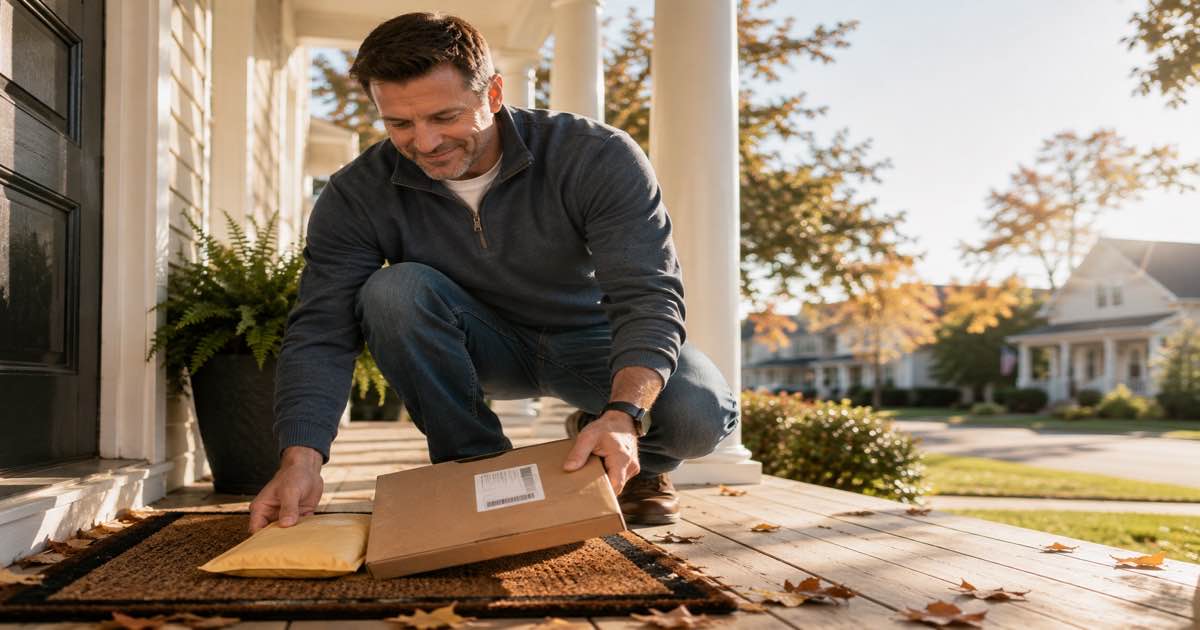 LaserShip, now OnTrac, parcel delivered to a US porch
