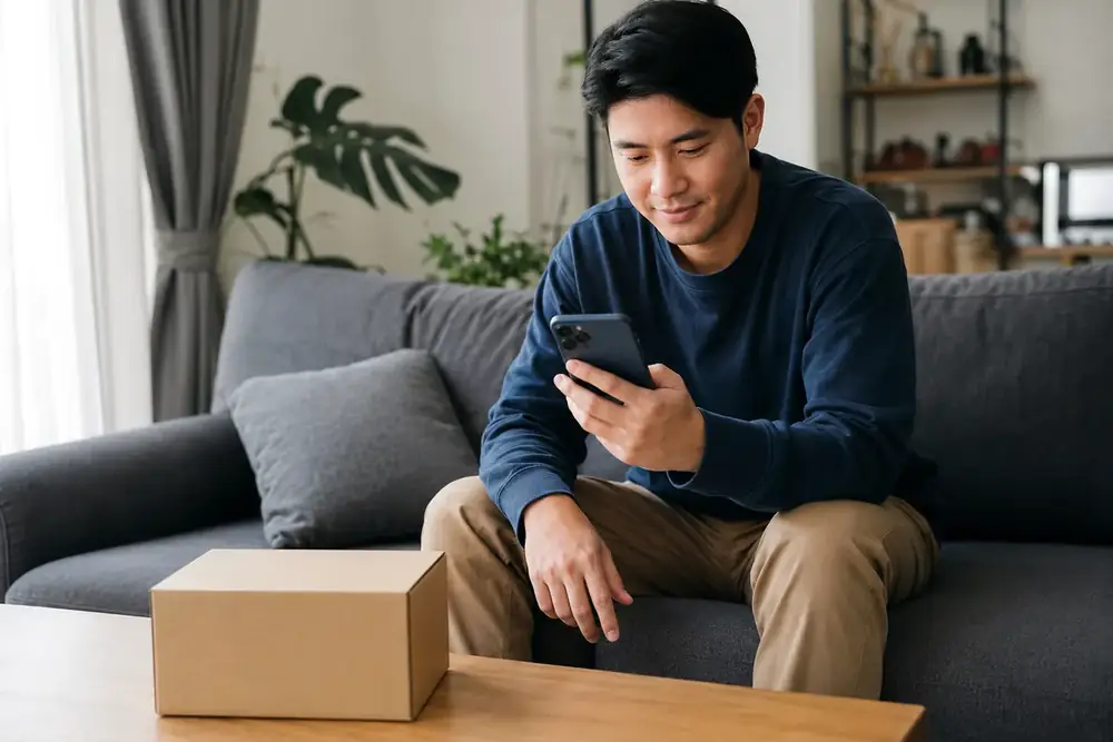 Tracking a Temu order on a phone at home