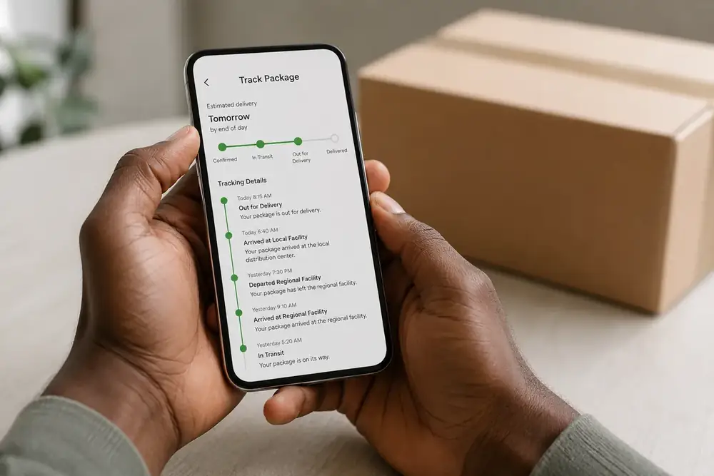 Tracking a Shein order on a phone