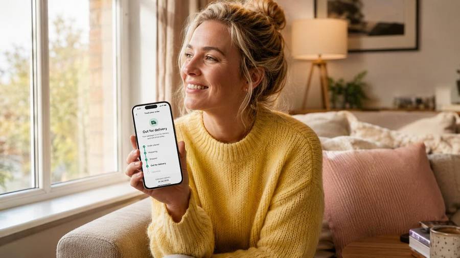 Checking an out for delivery status on a phone