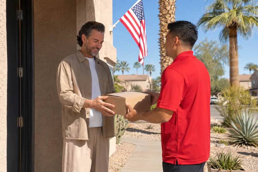 Receiving an OnTrac parcel delivery in the US Southwest