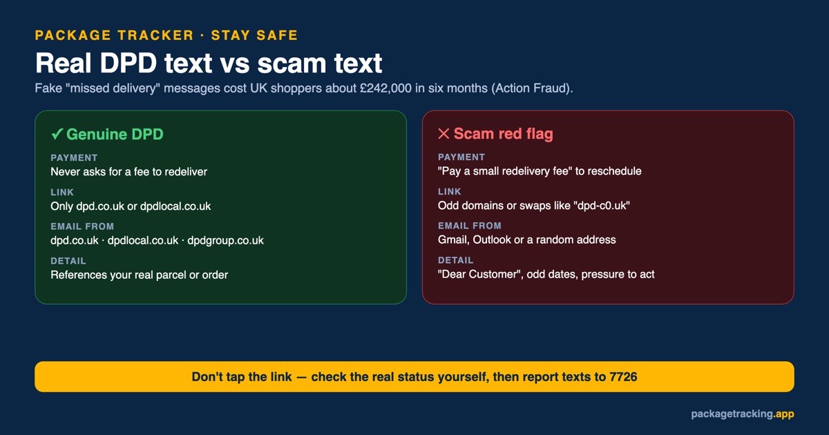 How to spot a fake DPD scam text versus a genuine DPD message